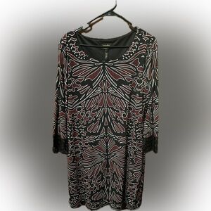 Laudry Black and Burgundy Patterned Blouse